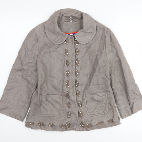 Boden Women's Brown Jacket UK 10 Casual Linen Blend