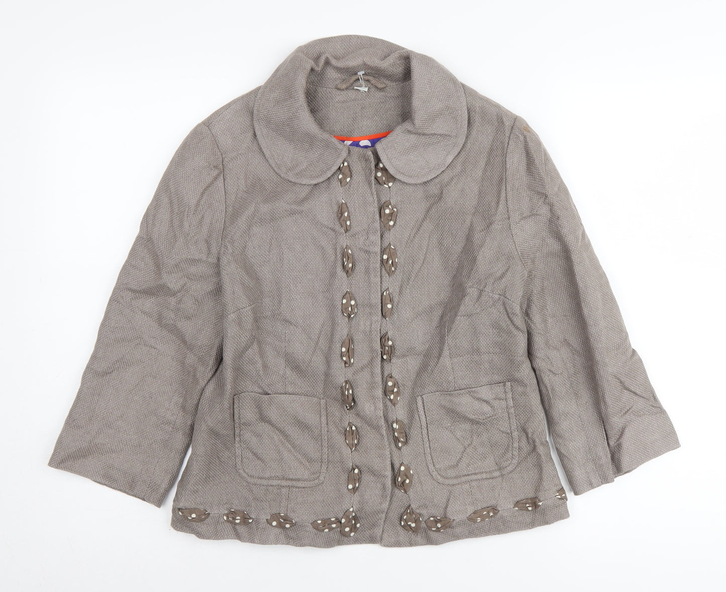 Boden Women's Brown Jacket UK 10 Casual Linen Blend
