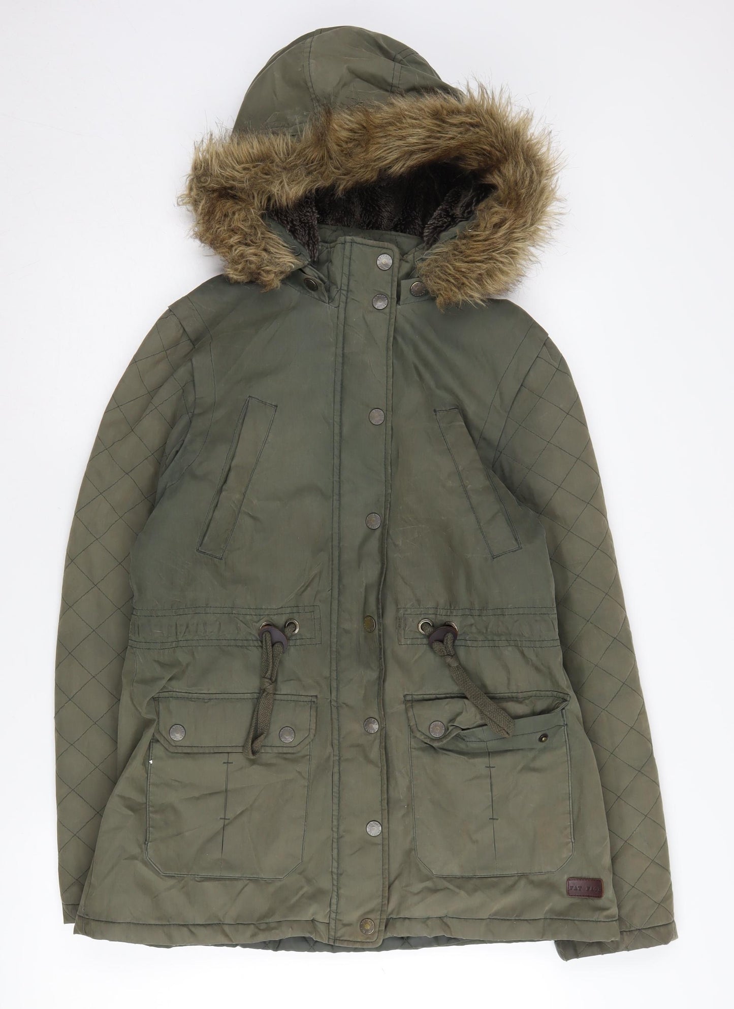Fatface Women's Green Parka Coat Size 10