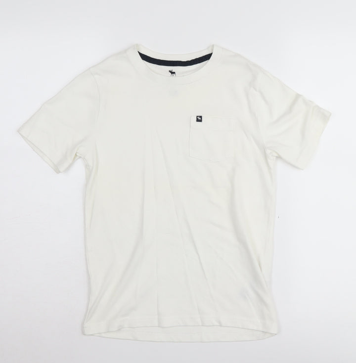 Abercrombie Kids Boys White Basic T-Shirt Size 9-10 Years