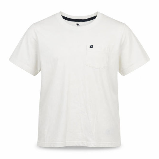 Front view of Abercrombie & Fitch Kids boys’ white basic t-shirt, size 9-10, years