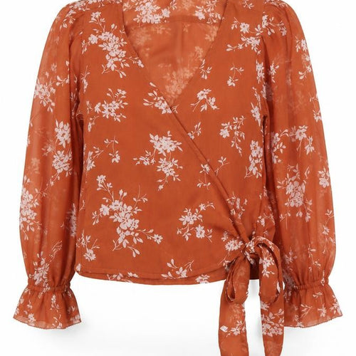 Abercrombie & Fitch Women's Brown Floral Wrap Blouse XS