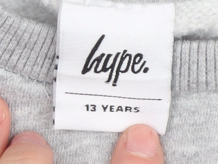 Hype Boys Grey Crew Neck Pullover Sweatshirt 13 Years