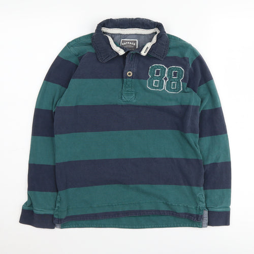 Fat Face Boys Green Striped Polo Shirt 146cm - Cotton, Casual