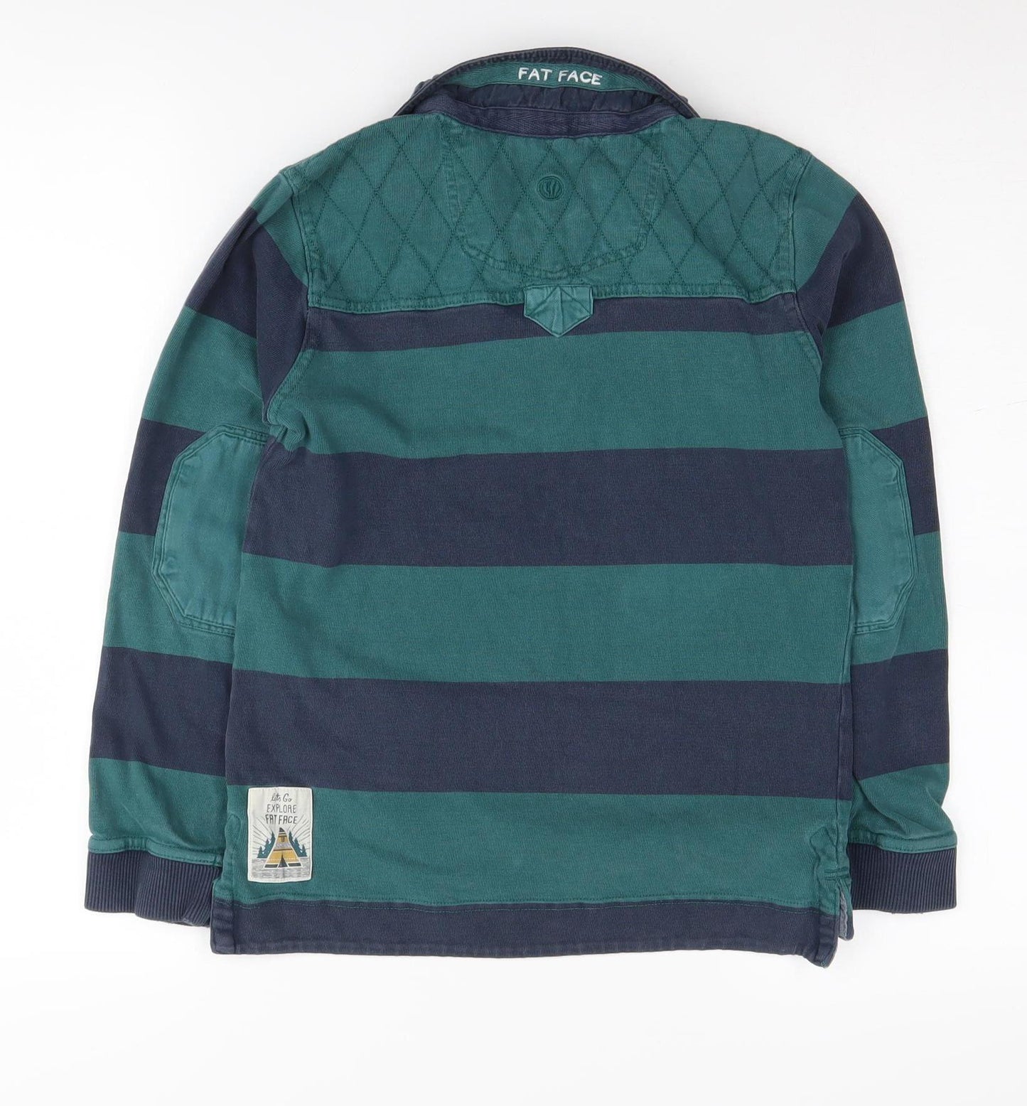 Fat Face Boys Green Striped Polo Shirt 146cm - Cotton, Casual