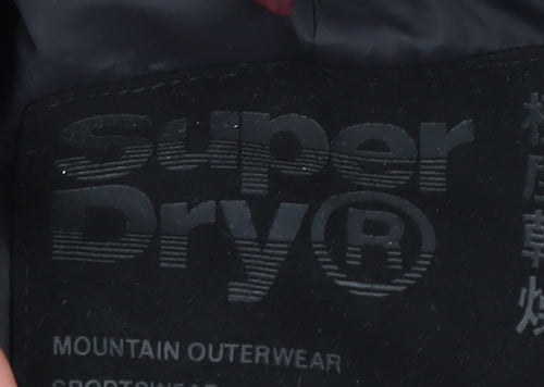 Superdry Women's Red Puffer Jacket Size 10 Hooded