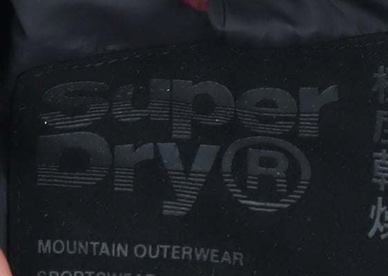 Superdry Women's Red Puffer Jacket Size 10 Hooded