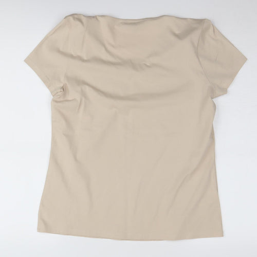 Laura Ashley Women's Beige Size 12 Embroidered T-Shirt
