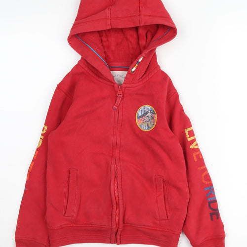 FatFace Boys Red Full Zip Hoodie 7-8 Years Sports Style