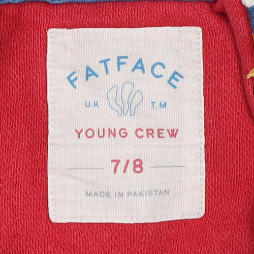 FatFace Boys Red Full Zip Hoodie 7-8 Years Sports Style