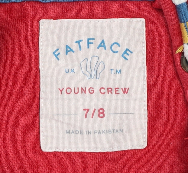 FatFace Boys Red Full Zip Hoodie 7-8 Years Sports Style