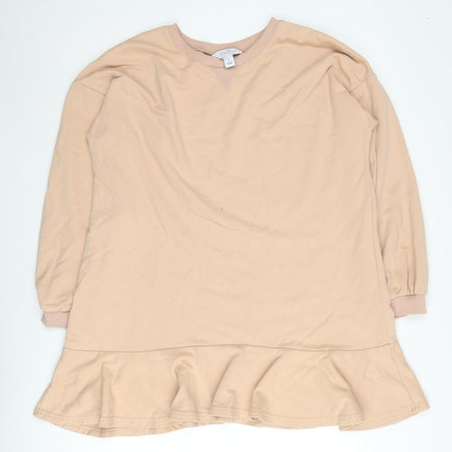 Happy Girls Are The Prettiest Women's Beige Tunic Sweatshirt Size L