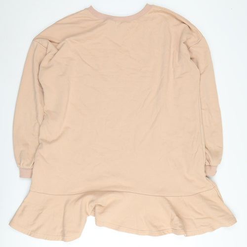 Happy Girls Are The Prettiest Women's Beige Tunic Sweatshirt Size L