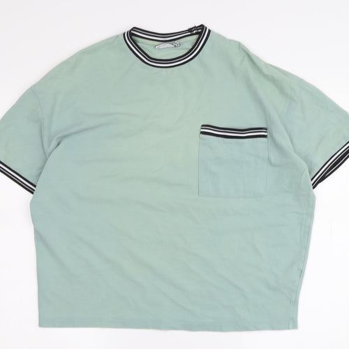ASOS DESIGN Green Unisex Ringer T-Shirt, S - Casual Comfort