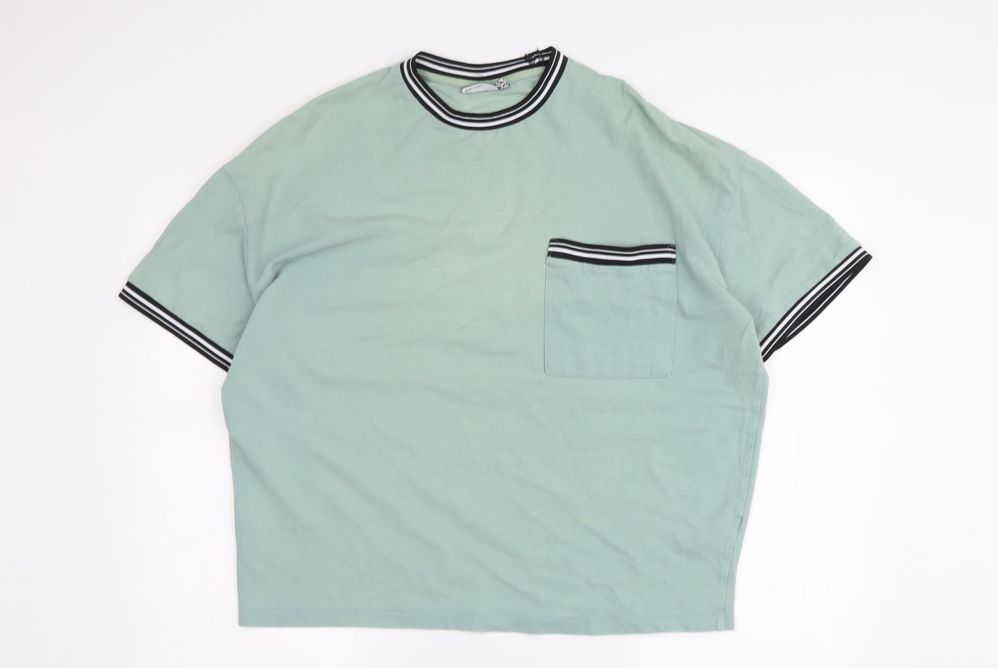 ASOS DESIGN Green Unisex Ringer T-Shirt, S - Casual Comfort