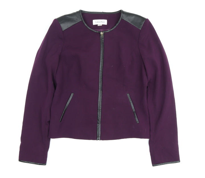 Calvin Klein Women's Purple Slim Wool Jacket Size 8