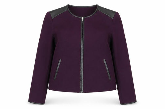 Front view of Calvin Klein Women's Purple Slim Wool Jacket, size 8