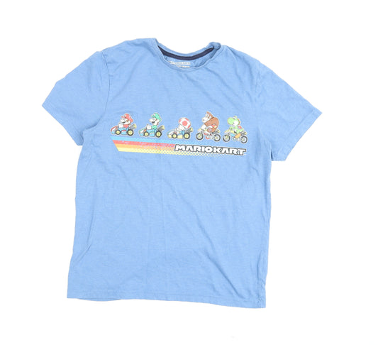 Front view of Difuzed boys’ blue mario kart graphic t-shirt s casual