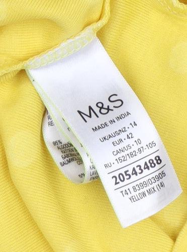 Marks and Spencer Women's Yellow Polka Dot T-Shirt