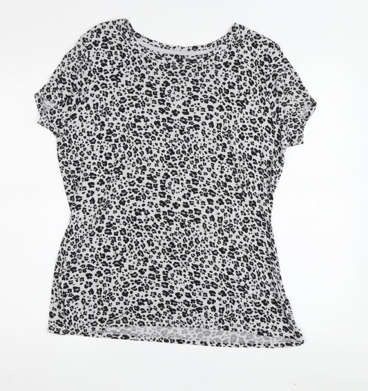 Marks and Spencer Women's Grey Animal Print T-Shirt, Size 16