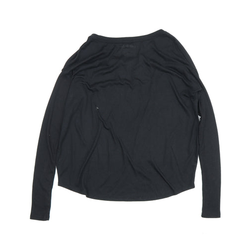 Om & Ah Women's Black Long Sleeve T-Shirt, Size S