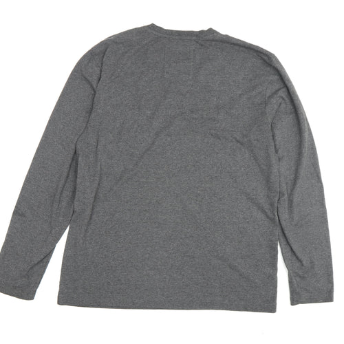 Lambretta Men's Grey Henley Long Sleeve T-Shirt L