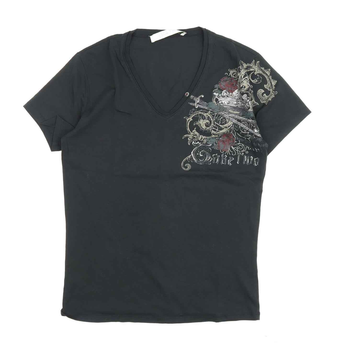 Take Two Unisex Black V-Neck T-Shirt L