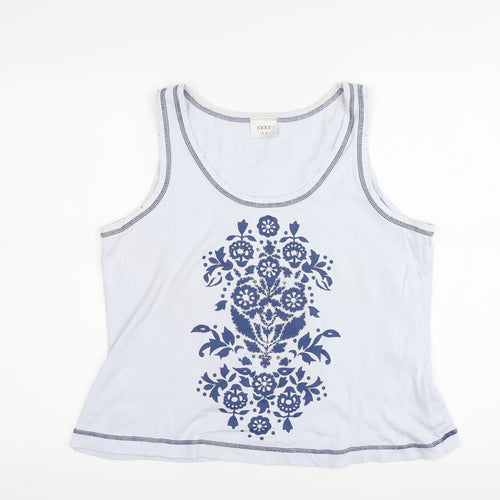 Next Women's Blue Tank Top UK 18 - Floral Embroidered