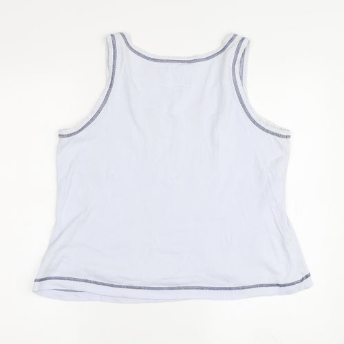 Next Women's Blue Tank Top UK 18 - Floral Embroidered