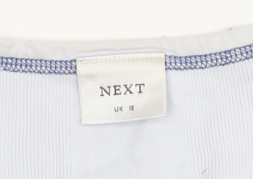 Next Women's Blue Tank Top UK 18 - Floral Embroidered