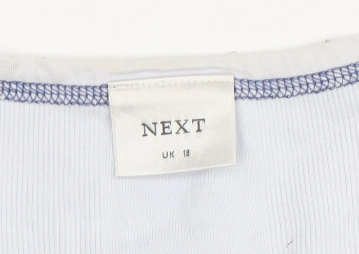 Next Women's Blue Tank Top UK 18 - Floral Embroidered