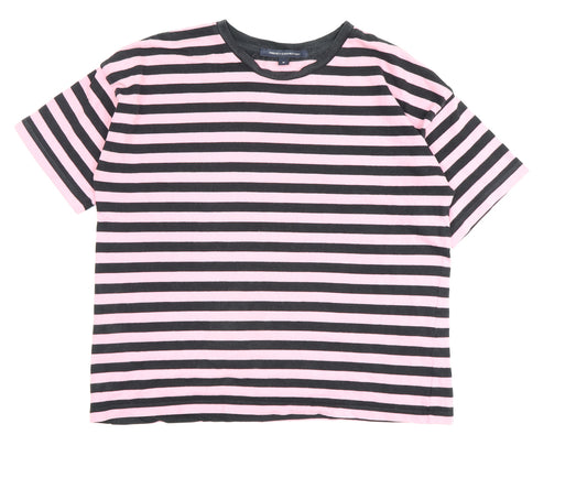 French Connection Women’s Black Pink Striped T-Shirt M