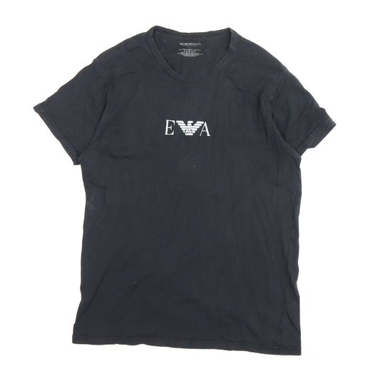 Emporio Armani Men's Black L T-Shirt - Logo Accents