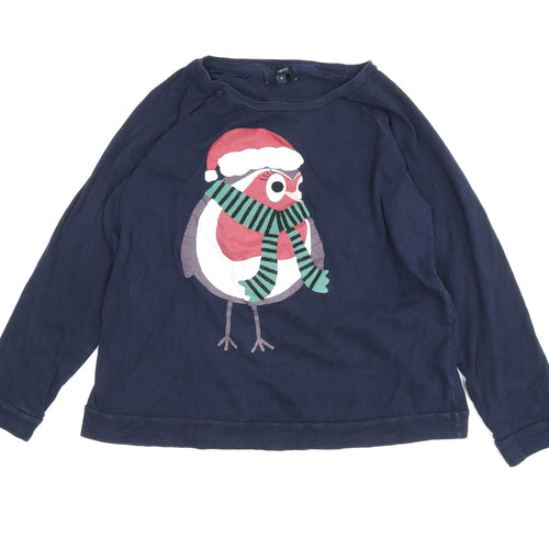 Next Women's Blue Festive T-Shirt Size 18, Christmas, Cotton