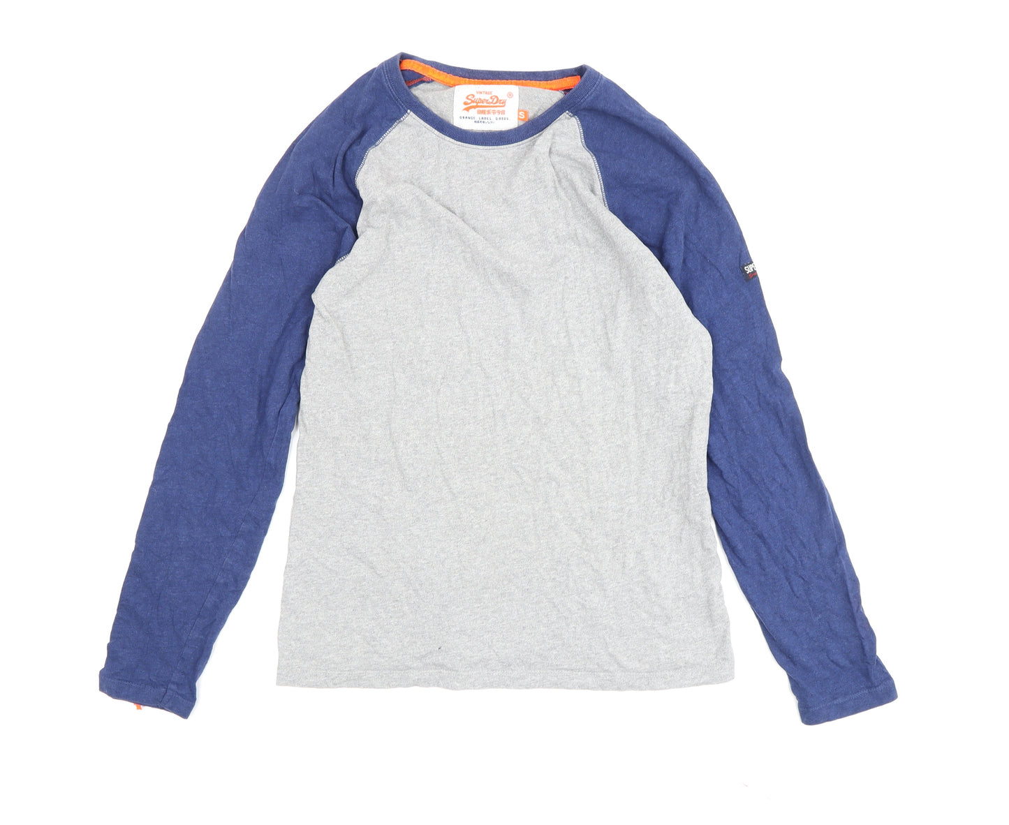 SuperDry Mens Grey Blue Long Sleeve T-Shirt Small