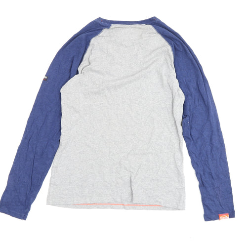 SuperDry Mens Grey Blue Long Sleeve T-Shirt Small