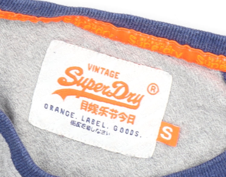SuperDry Mens Grey Blue Long Sleeve T-Shirt Small