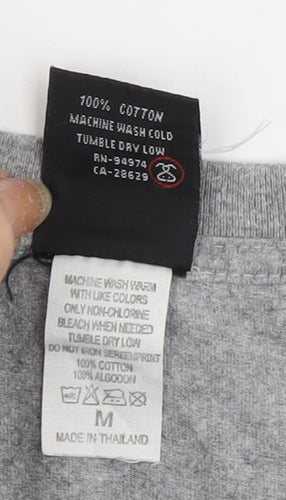 Stussy Men's Grey Graphic Print Crew Neck T-Shirt M
