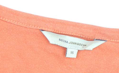 Rocha John Rocha Women's Orange Floral T-Shirt Size 16