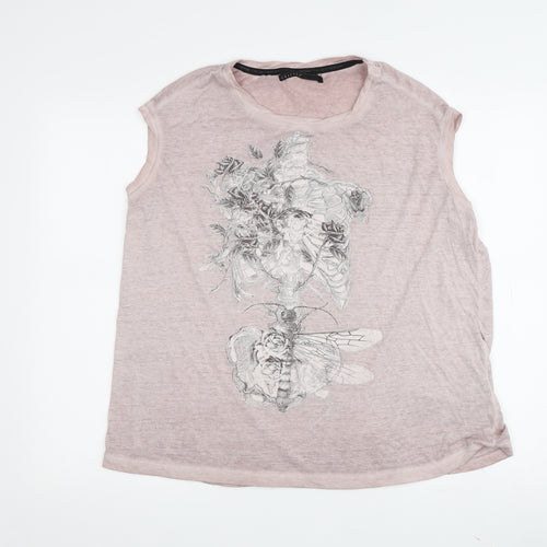 Crafted Women's Sleeveless Pink T-Shirt Size 14