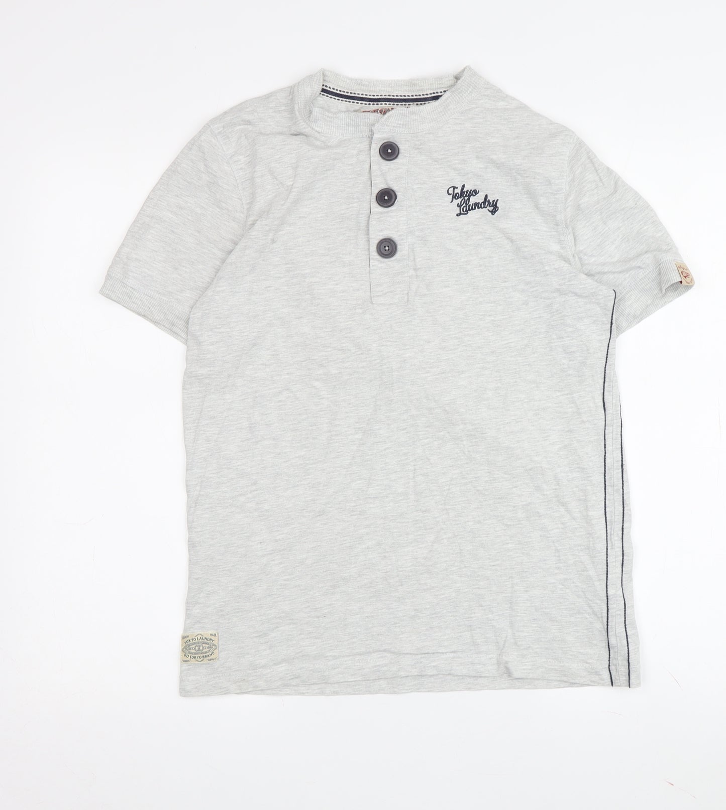 Tokyo Laundry Men's Grey Henley T-Shirt, Size S