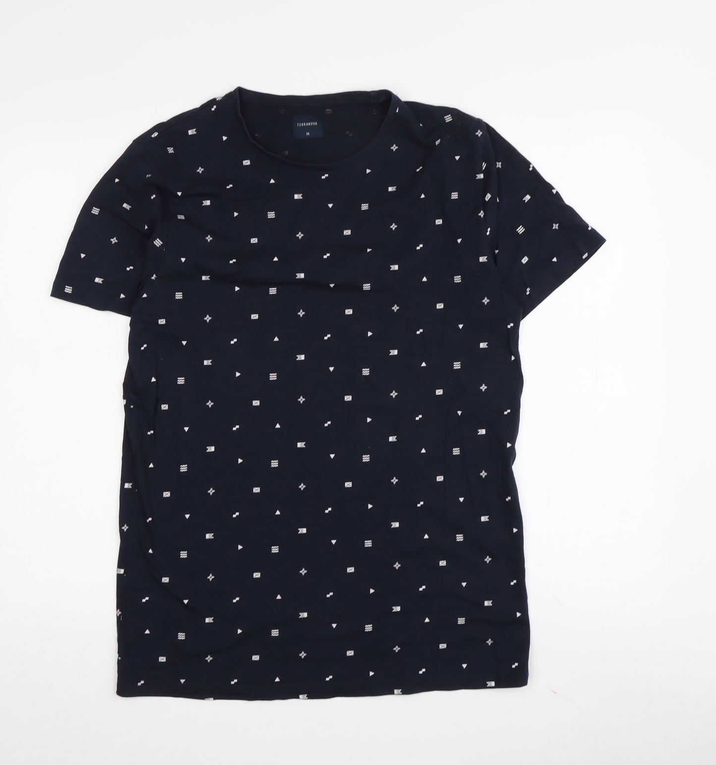 Terranova Blue Geometric T-Shirt, M, Unisex Casual