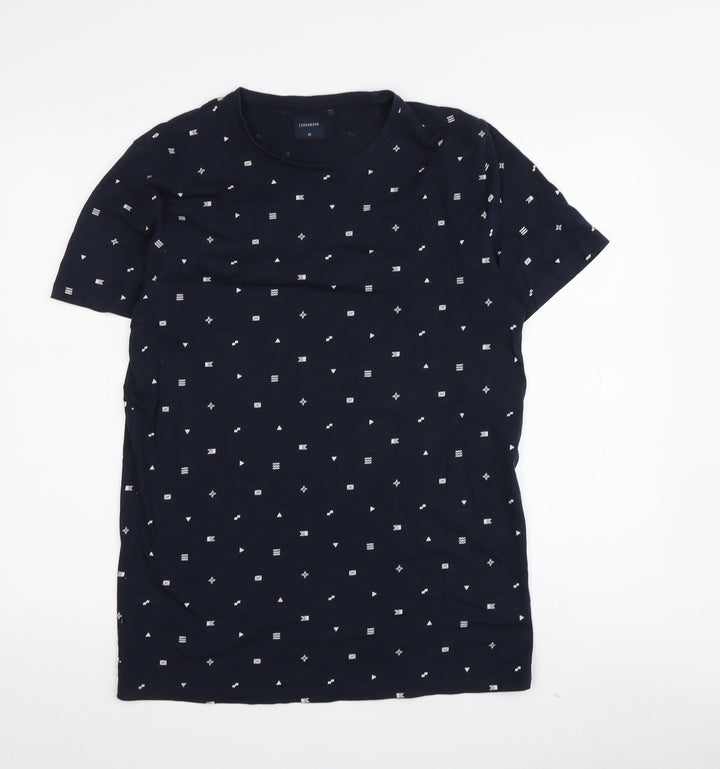 Terranova Blue Geometric T-Shirt, M, Unisex Casual