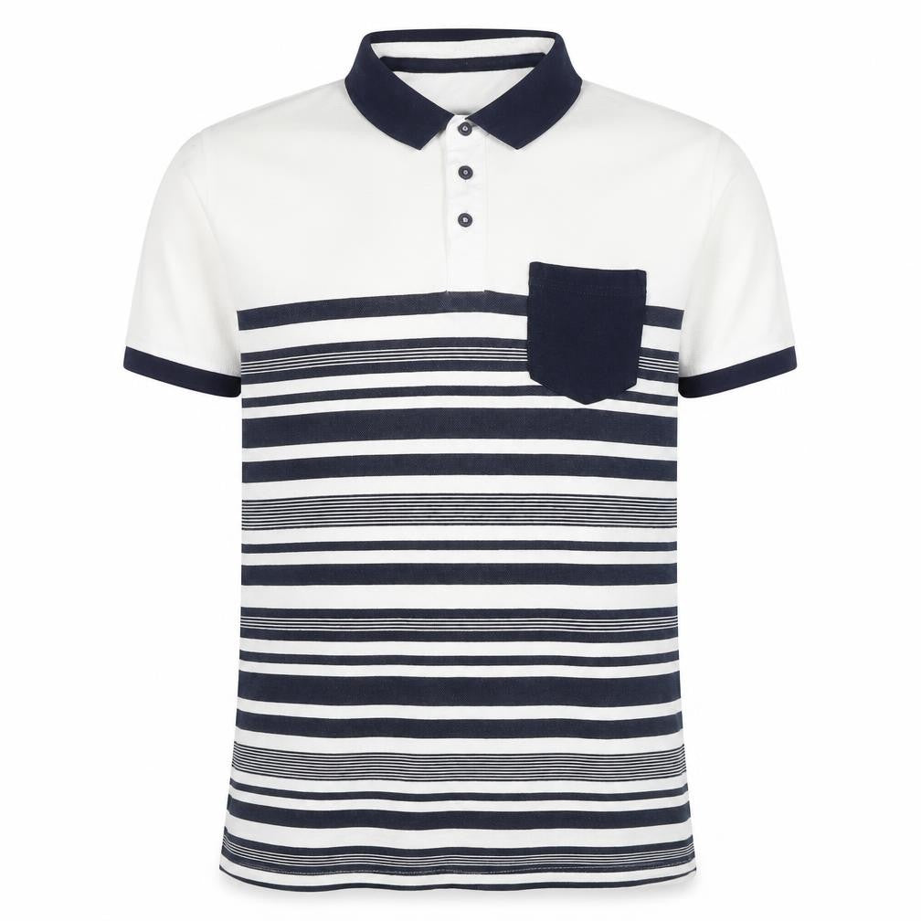 Twisted Soul Men's White Striped Polo Shirt L