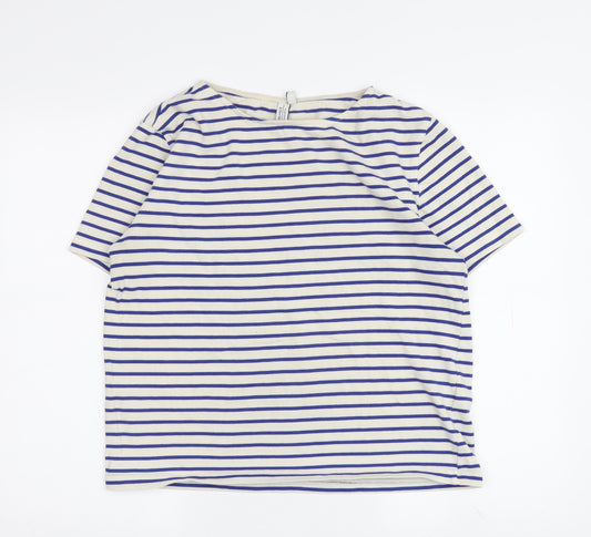 Other Stories Women's Blue Striped T-Shirt, Size L