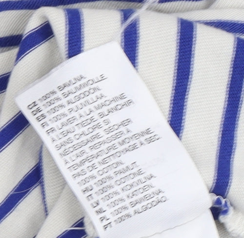 Other Stories Women's Blue Striped T-Shirt, Size L