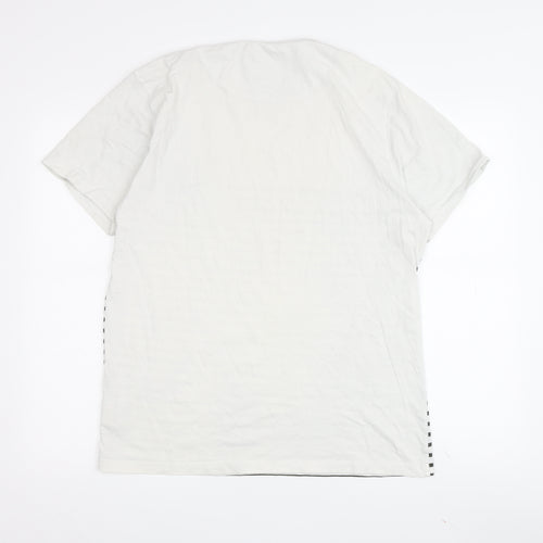 EN IT Men's L White Striped Crew Neck T-Shirt
