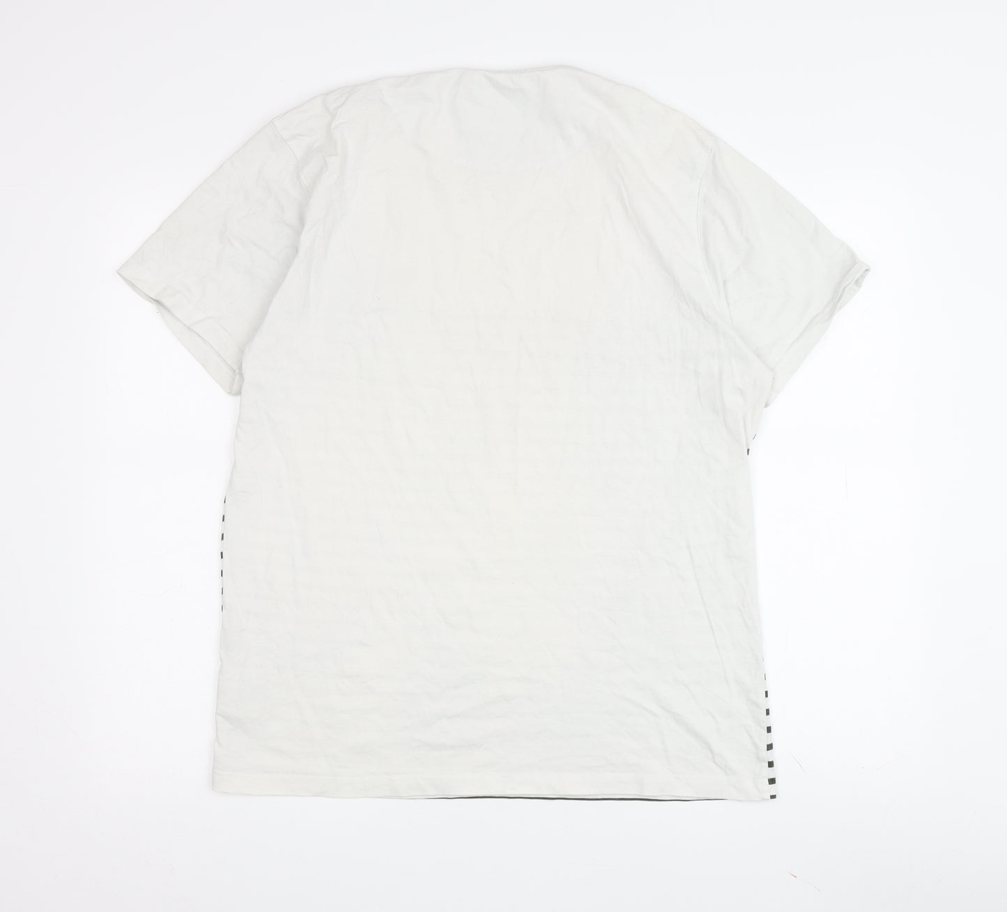 EN IT Men's L White Striped Crew Neck T-Shirt