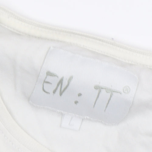 EN IT Men's L White Striped Crew Neck T-Shirt