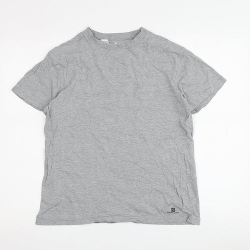 Domyos Men's Grey Cotton T-Shirt, Size S